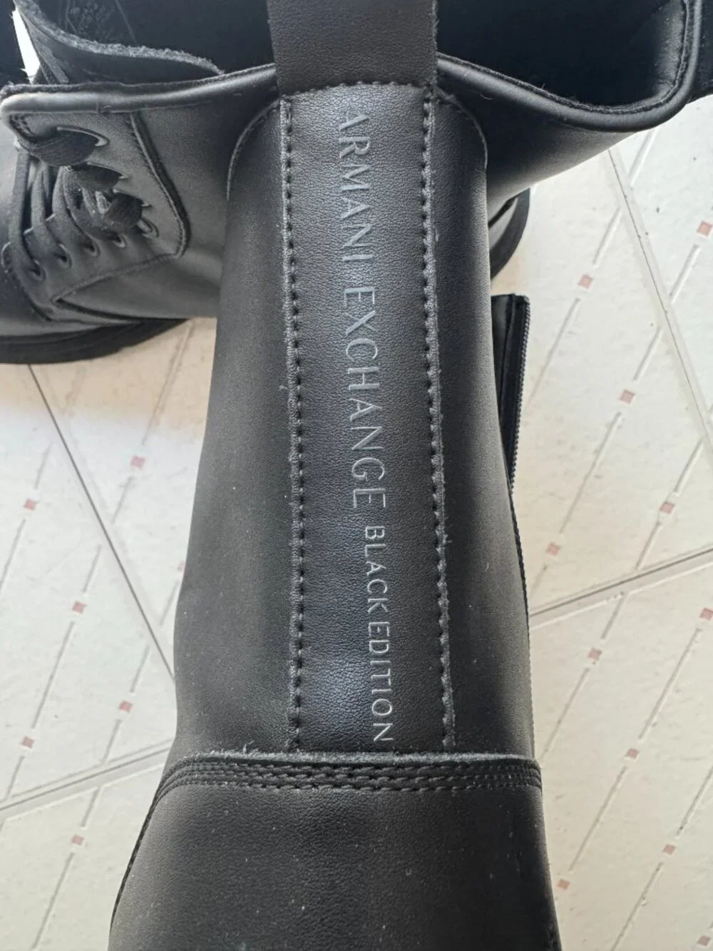Armani Exchange men's combat style boots with side zipper SZ10 Black